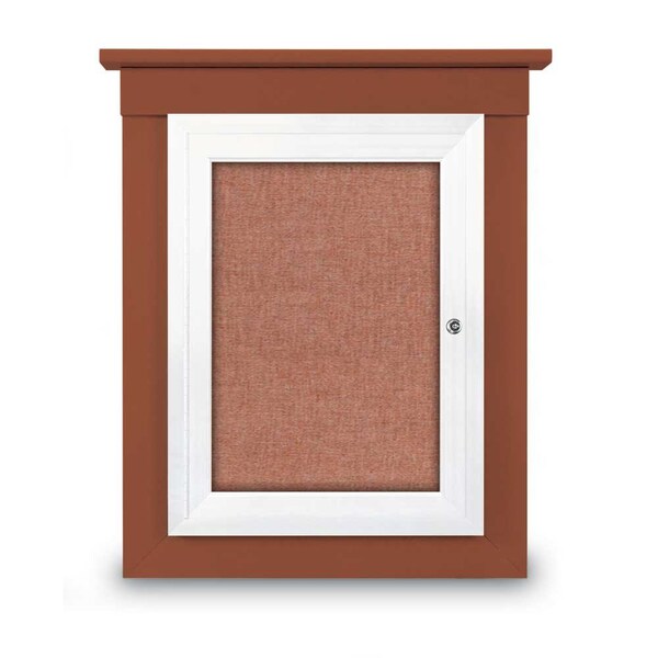 42"x32" 2-Door Enclosed Letterboard, Header, Black Vinyl/Cherry